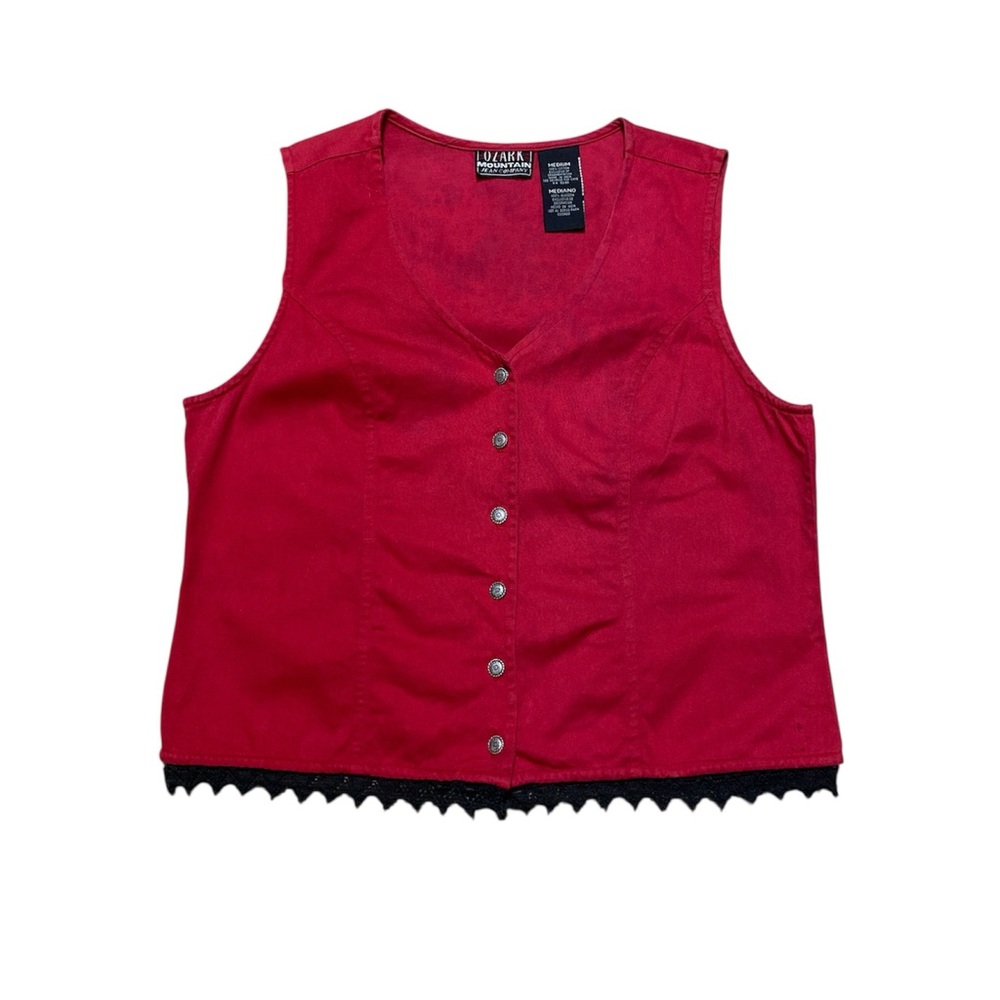 Vintage Ozark Mountain Sleeveless Blouse Women’s M 90’s Button Up Vest Tank Top